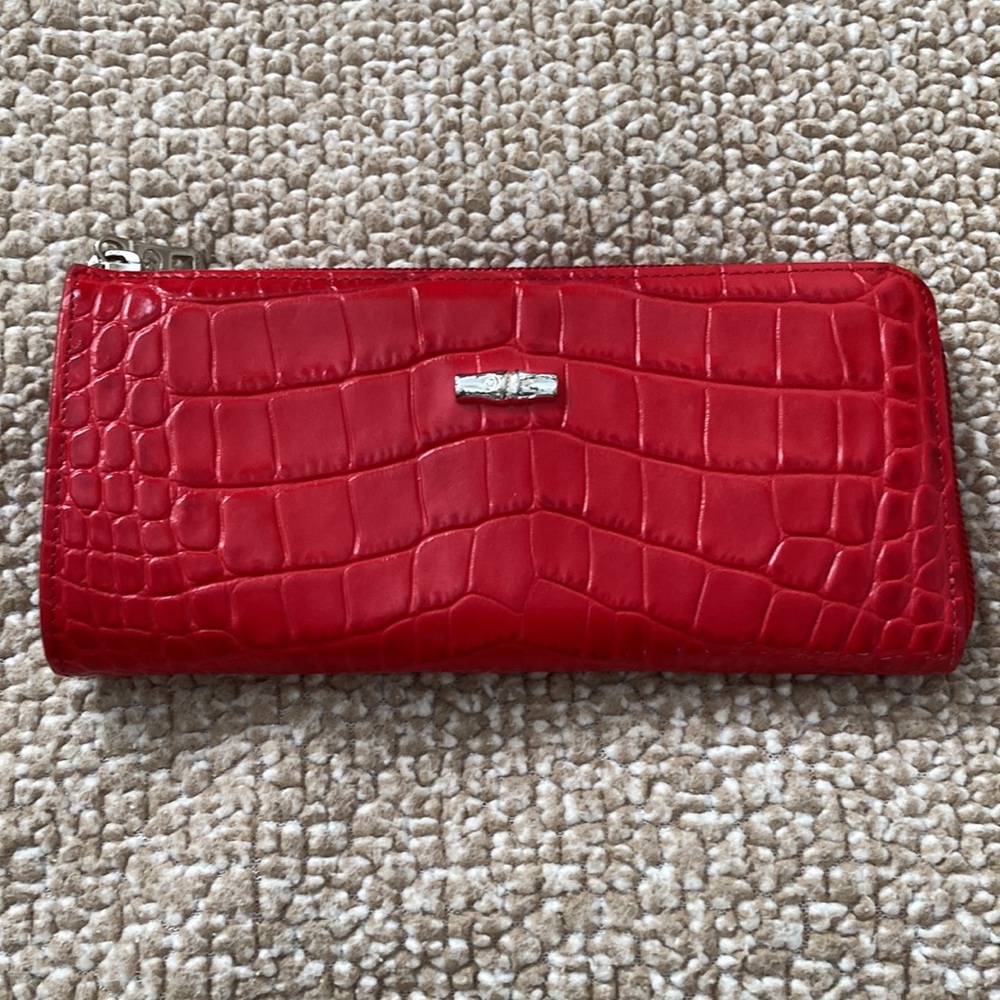 **SOLD** Longchamp zip around wallet Red